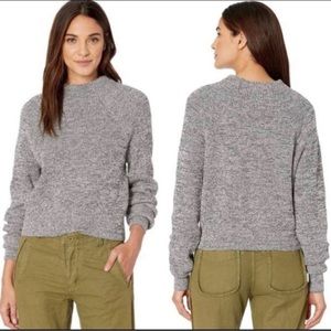 Free People - Too Good Ribbed Trim Pullover Sweater - Black-Sz Small
